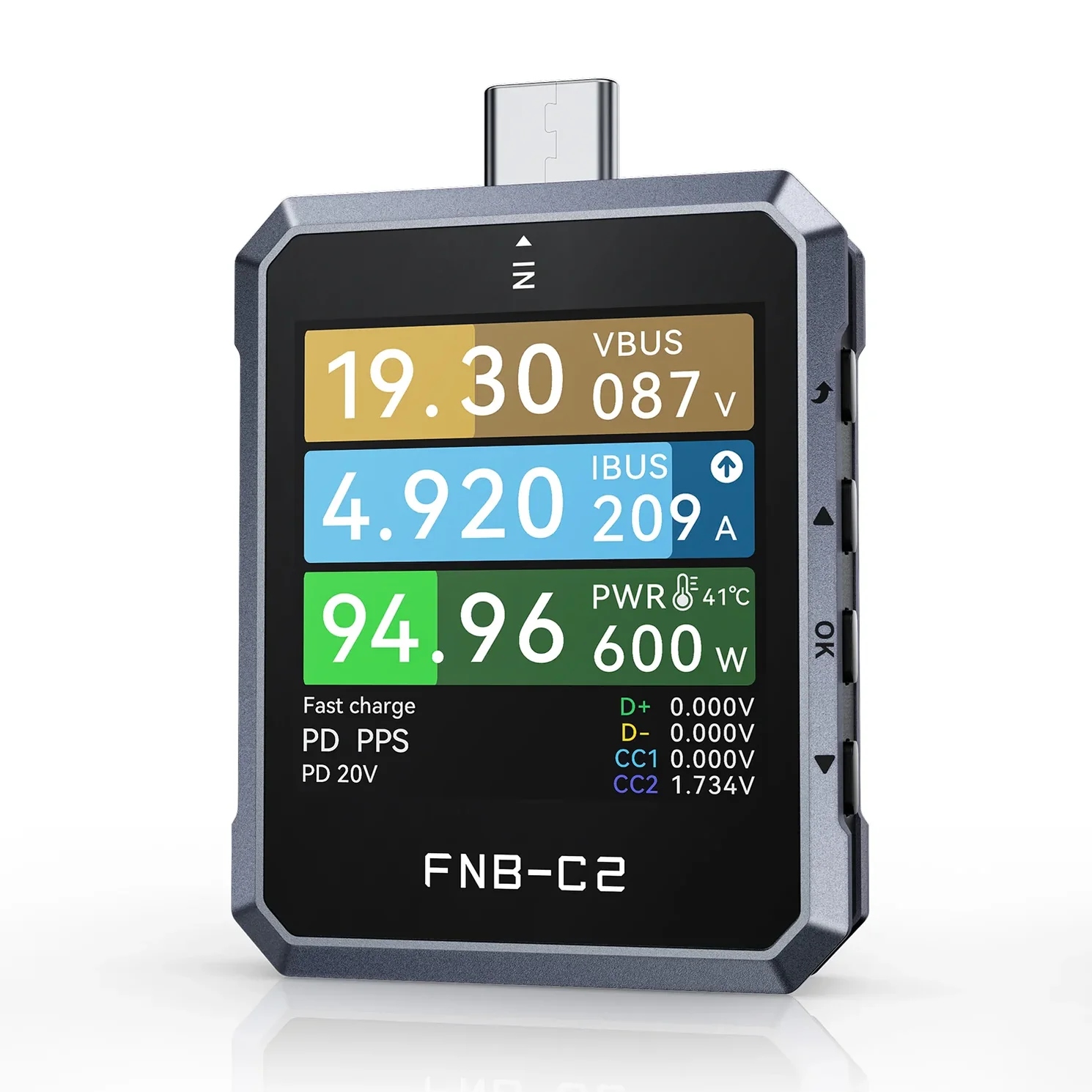Fnirsi FNB-C2 Usb tester protokolov rýchleho nabíjania