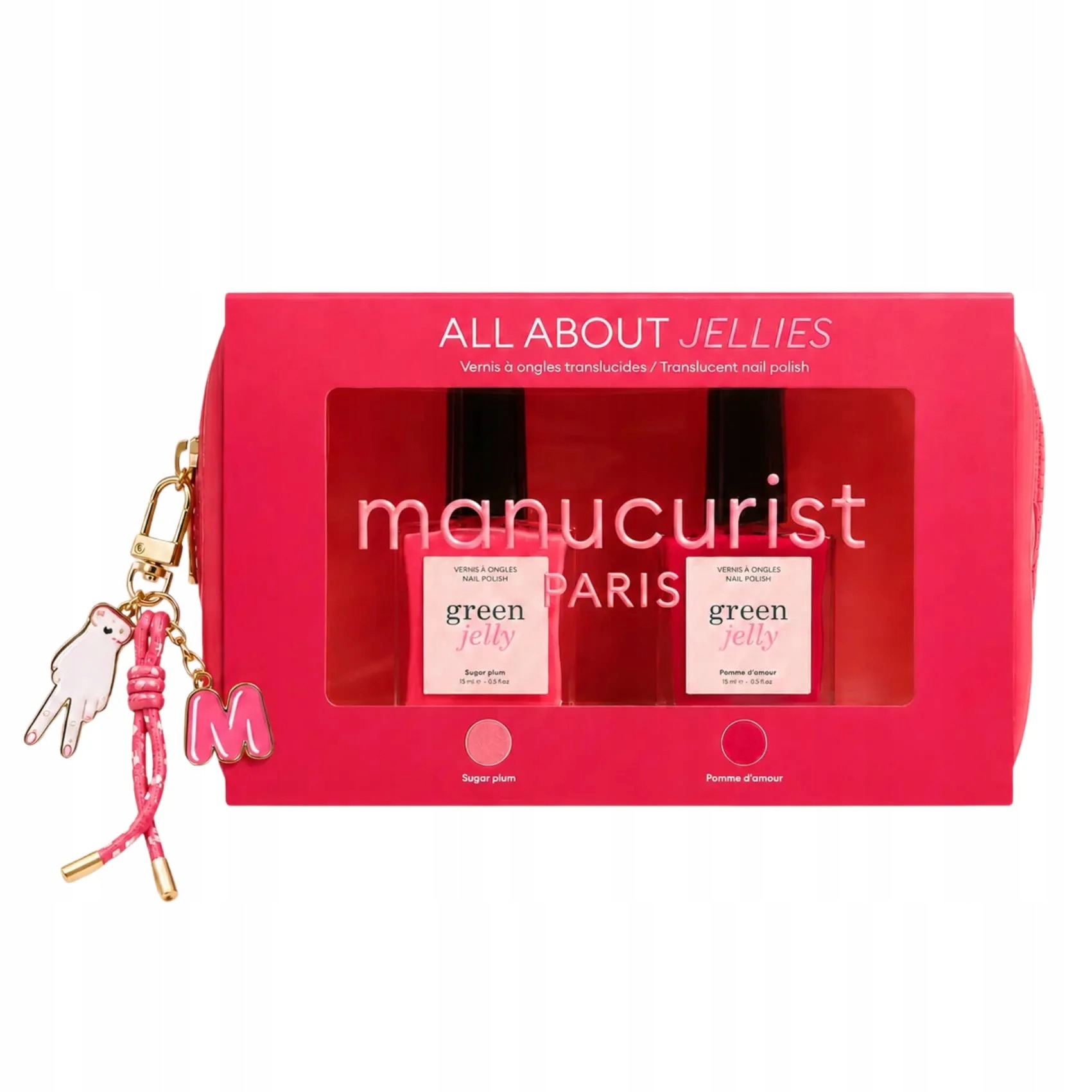 Manucurist Jelly sada laků na nehty 2 x 15 ml kosmetická taštička přívěsek na klíče
