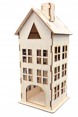 DOM DREWNIANY DOMEK LAMPION LATARENKA ZE SKLEJKI 3D OZDOBA DECOUPAGE DEKOR