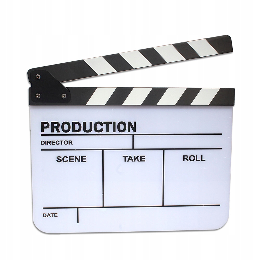 Studiový filmový Klaps 30x25 cm Bílý Production na Fixy Popisovače