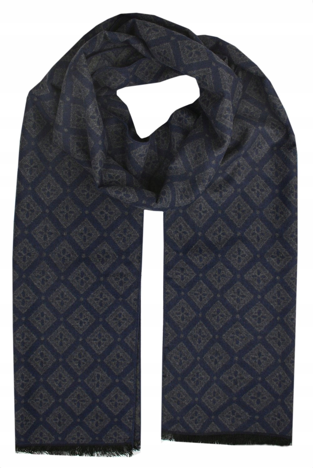 Szalik Męski Alties z Wiskozy - Niebieski w Geometryczny Wzór