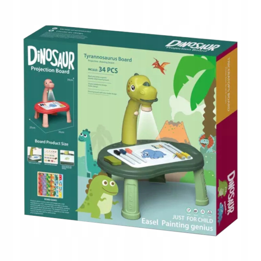 Projektor do rysowania dinozaur T-rex gra chińczyk 43Z Waga produktu z opakowaniem jednostkowym 0.66 kg
