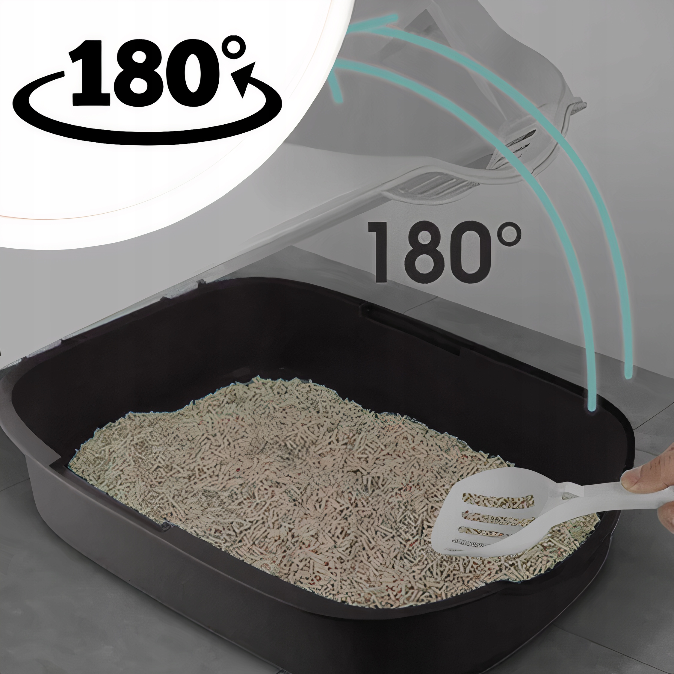 KUWETA DLA KOTA DUŻA SOLIDNA WYTRZYMAŁA ZAMKNIĘTA NA ŻWIREK FILTR ŁOPATKA Długość (cm) 51