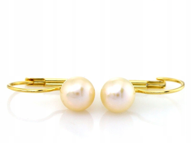 Klasické náušnice 585 zlaté s bílou perlou a anglickým zapínáním 14k