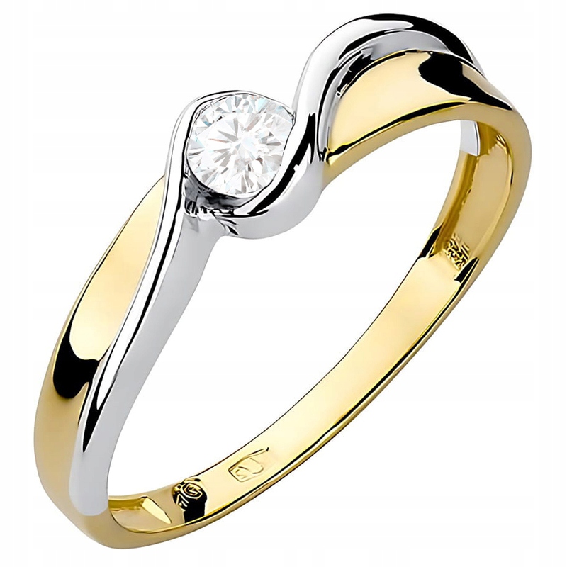 Zlatý Prstýnek pr. 585 Zásnubní s laboratorním diamantem 0.15 ct 14k