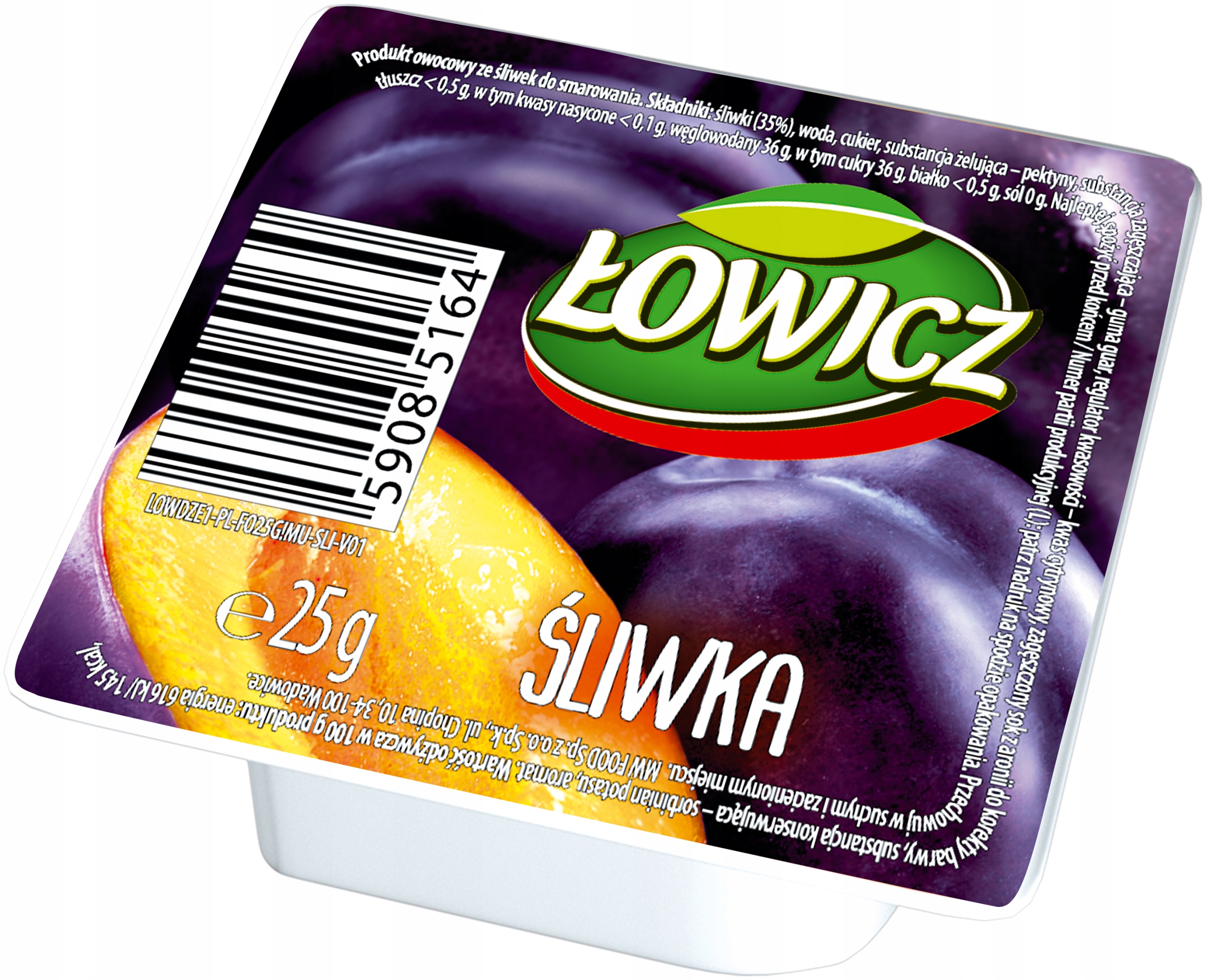 Levně 25 x Łowicz Švestkový džem 25 g monoporce
