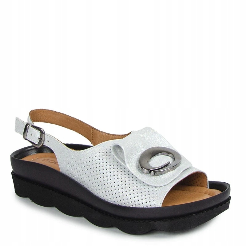 Boccato 031.1085 Stříbrné Bílé Kožené Sandály 37