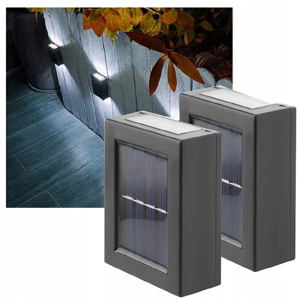 2x LAMPKI KINKIET SOLARNE LED OGRODOWE LAMPA ŚCIENNA LATARENKA CZUJNIK