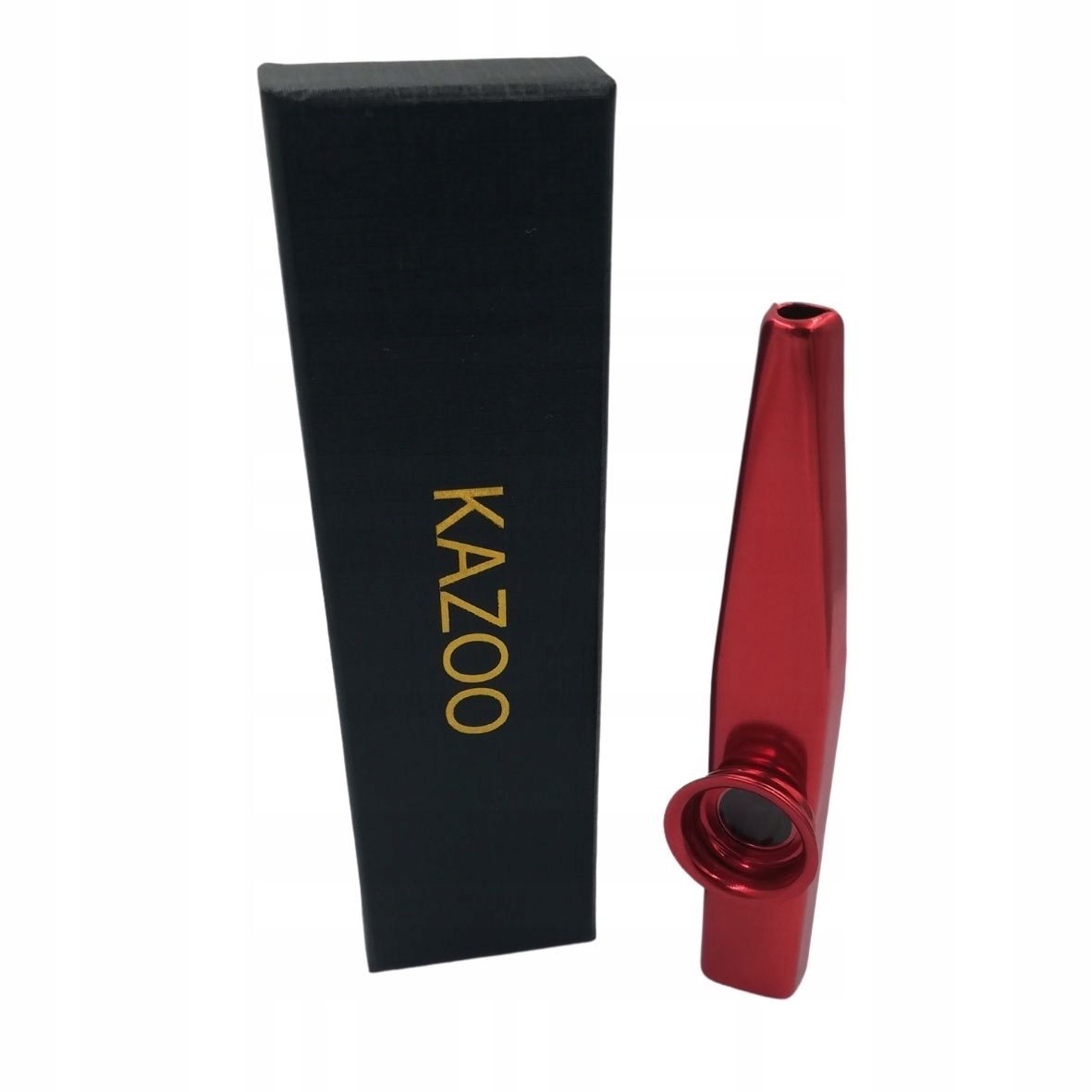 

Kazoo w futerale czerwone metalowe instrument