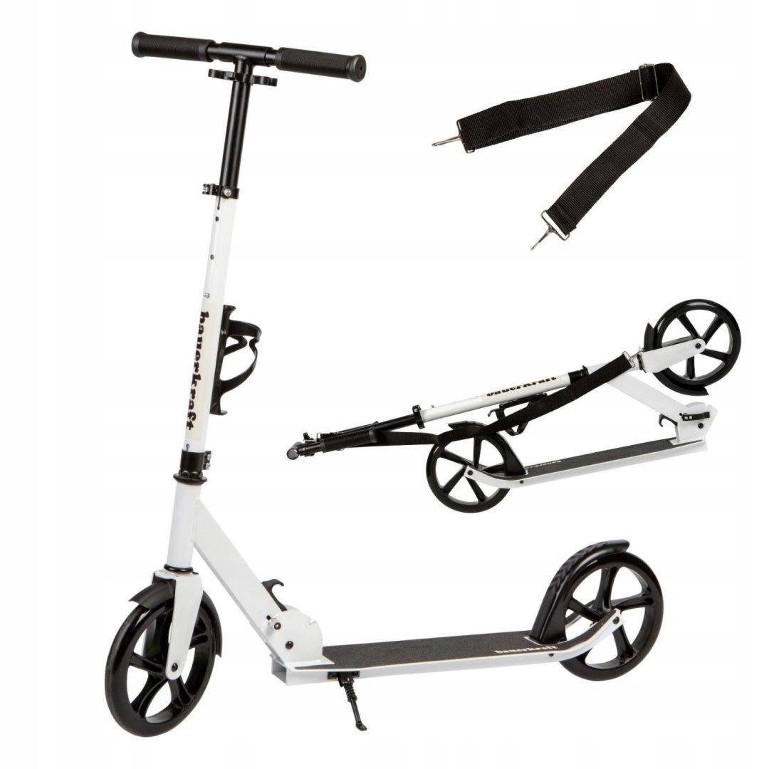 Duża Hulajnoga Składana 91-101 Cm Uchwyt Na Bidon Koła 20 Cm 80 Kg ABEC-7