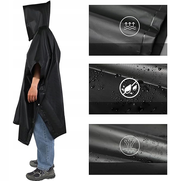 PONCZO PŁASZCZ PRZECIWDESZCZOWY DAMSKI MĘSKI PONCHO PELERYNA Z KAPTUREM Materiał dominujący Poliester
