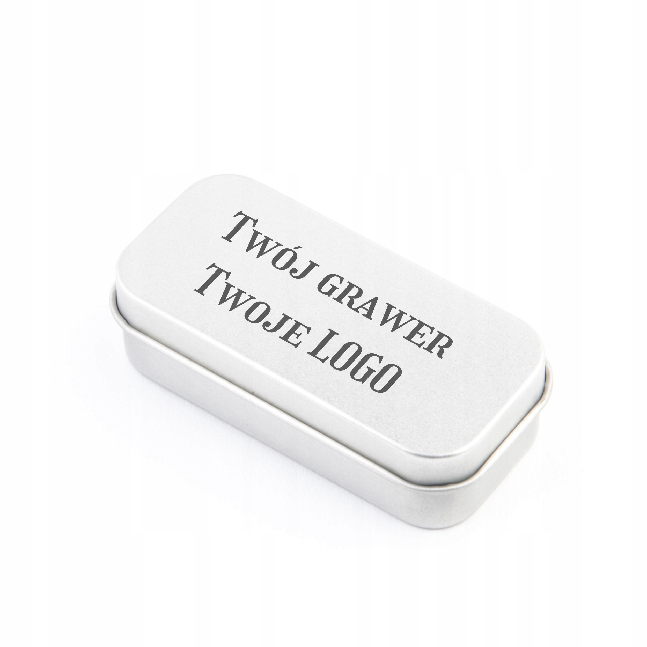 

metalowe pudełko na pendrive Grawer Logo