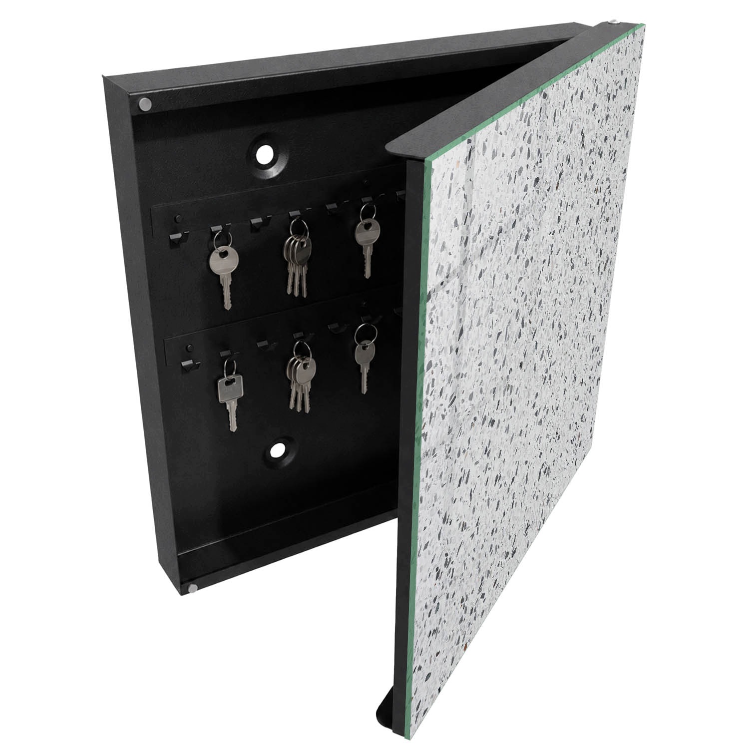 Skříňka Organizér na klíče Terrazzo Styl Černá pravá 30x30 cm