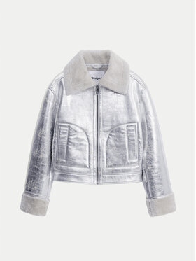 Desigual Kurtka z imitacji skóry Damskie srebrny 24WWEW32