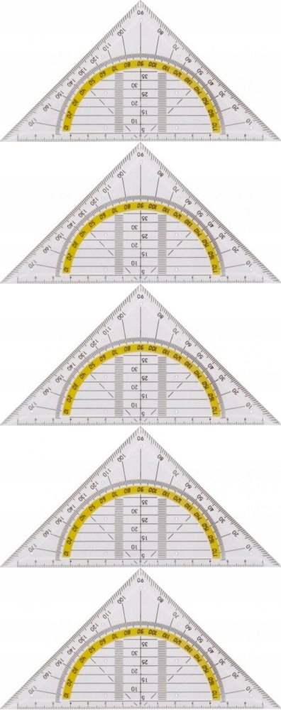 Ekierka z kątomierzem 16 cm transparentna przezroczysta Office Depot x 5