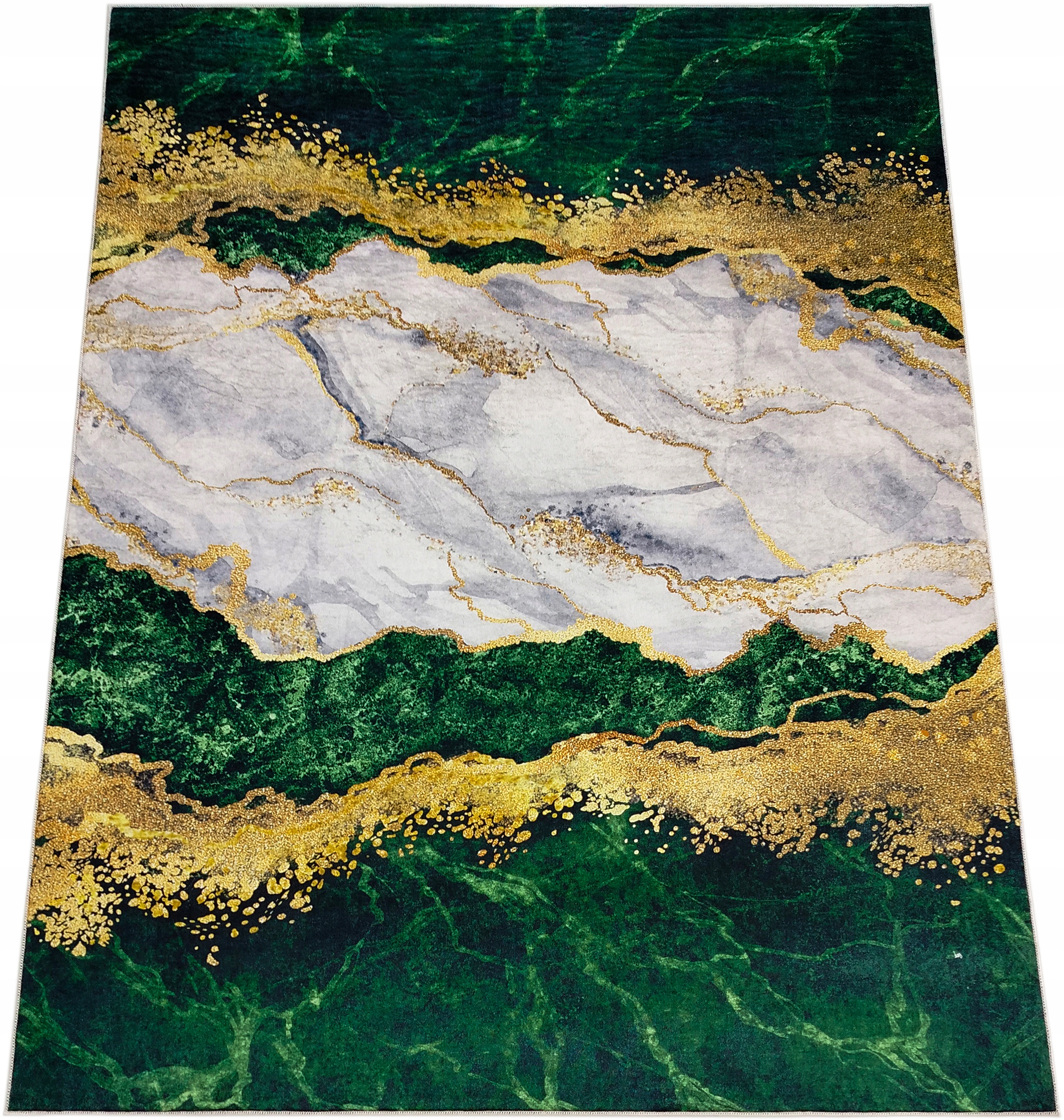 Koberec 100x150 Protiskluzový Mramor Zelený Loft Moderní Módní Do Pokoje