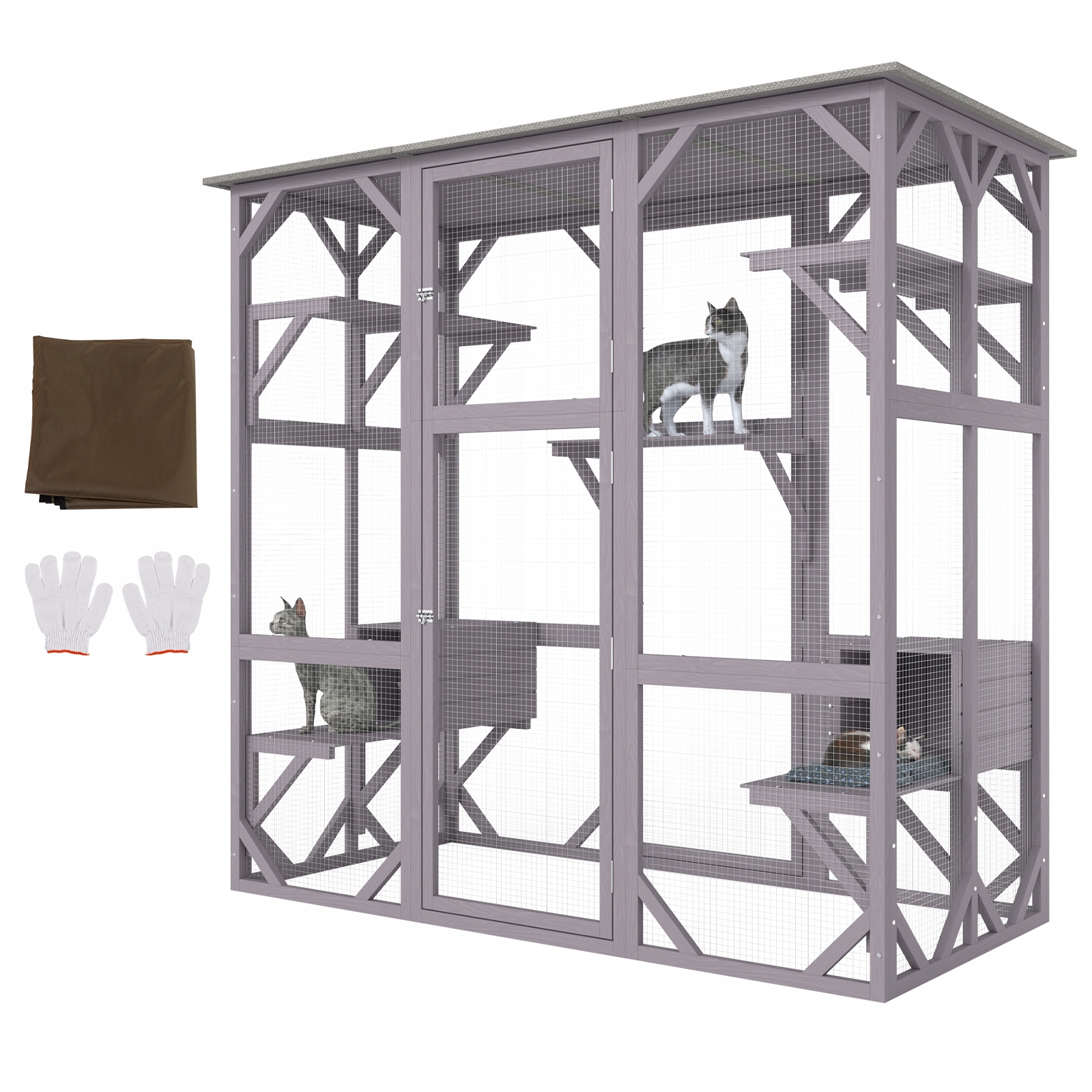 Levně Klec Pro Kočky 1810x880x1690MM 7úrovňová S 5 Platformami A 2 Krabicemi
