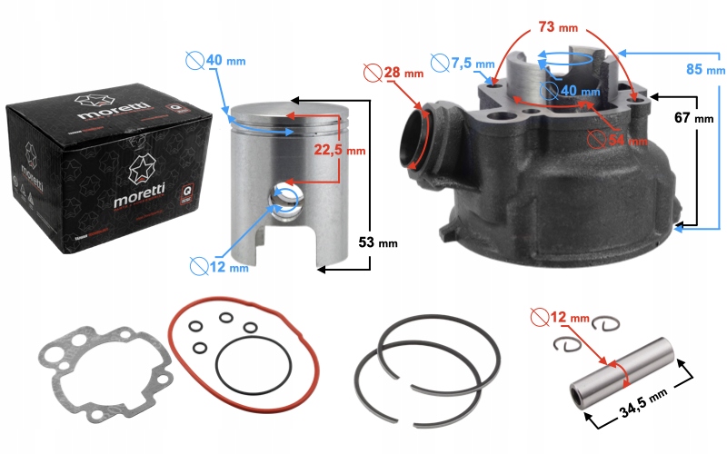 Černý válec AM6 2T 40,20 50 cm3 Aprilia Rs 50