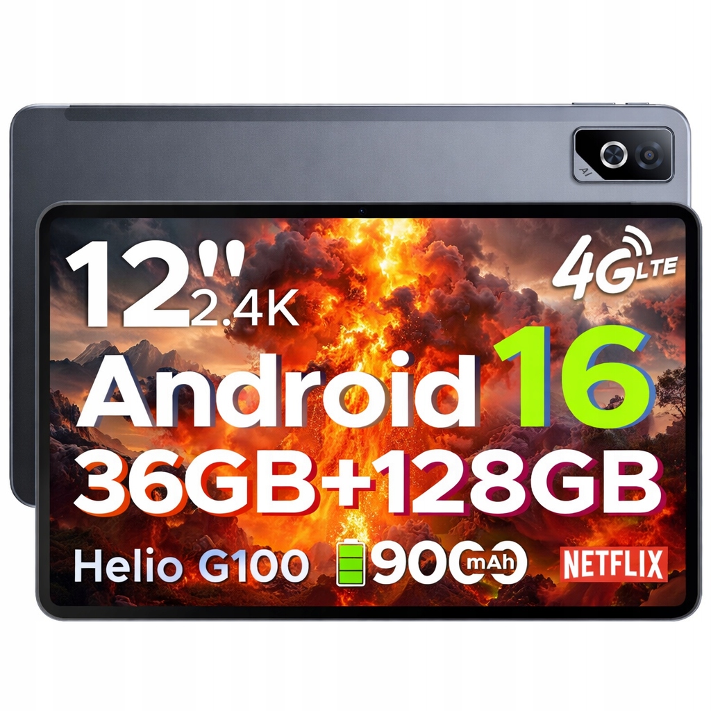 Doogee TABG6PRO Tablet 12" Android16 2.4K 36+128GB 4G Lte 9000mAh 13MP Otg