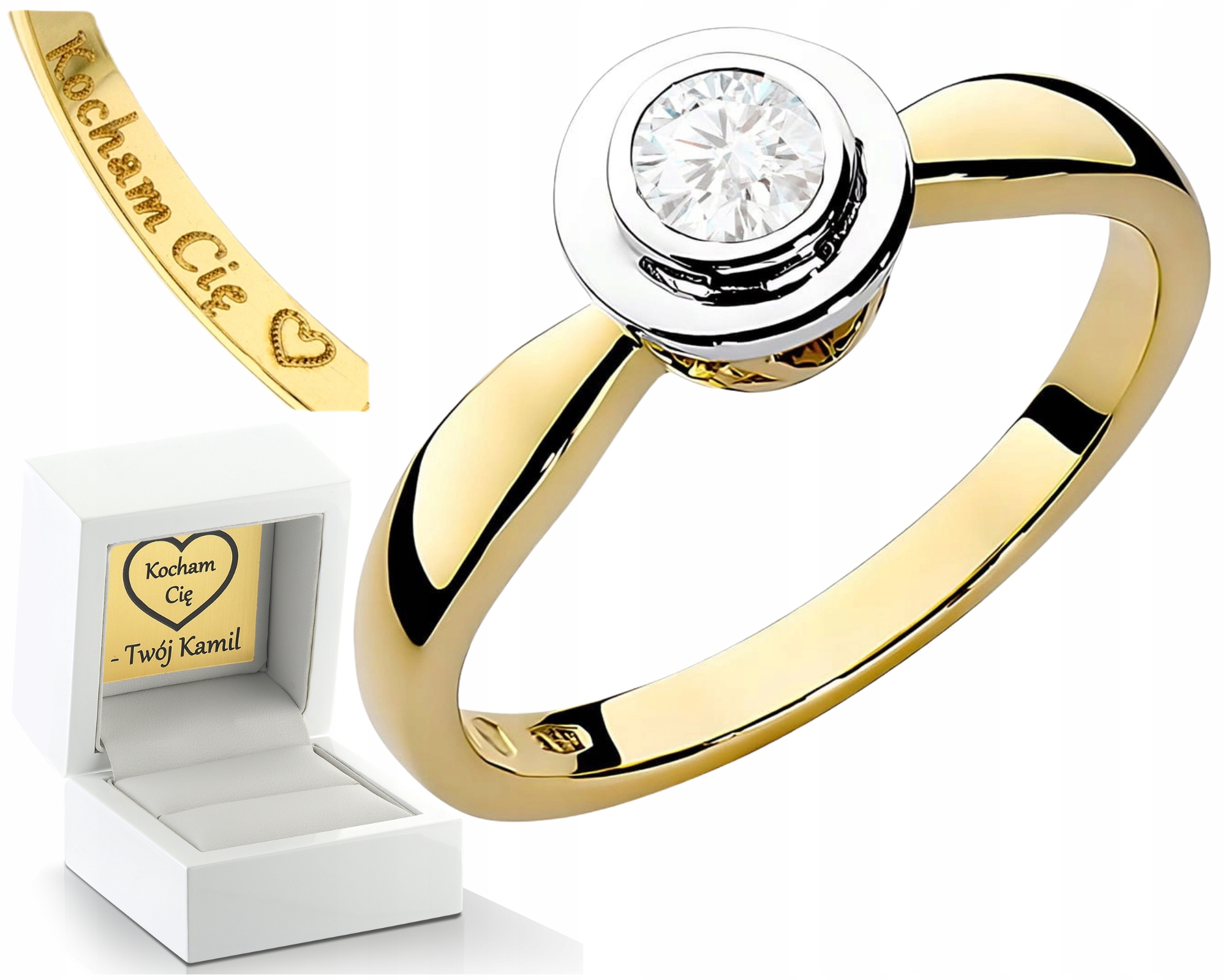 Zlatý Prstýnek S Laboratorním Diamantem Klasika 0,30 Ct 585 Gravírování