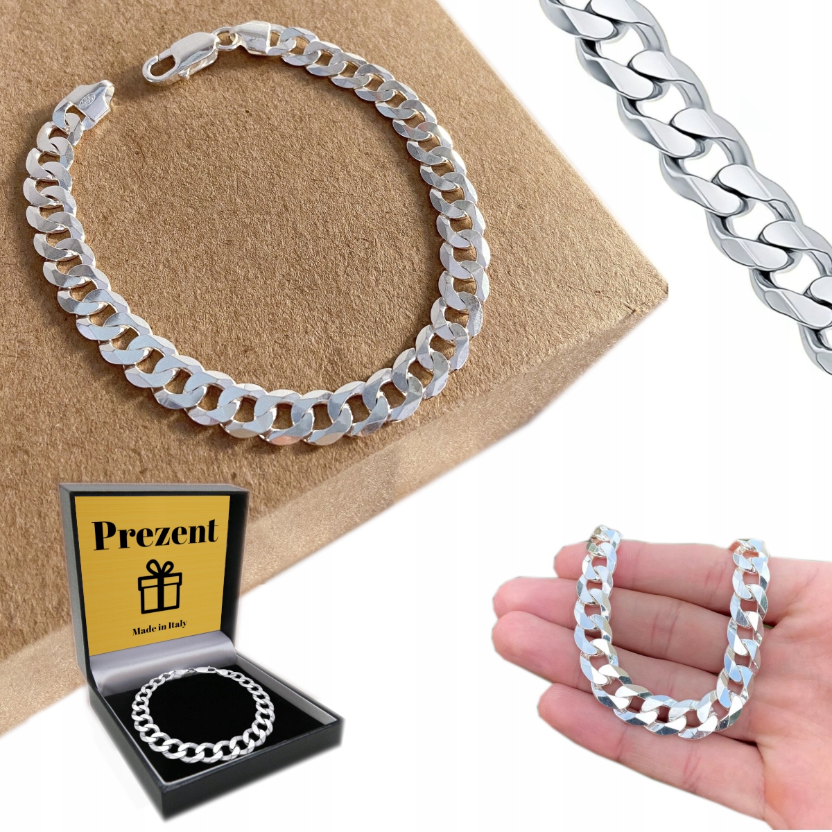 Stříbrný náramek Pancíř ryzost 925 Stříbro Pánský Diamantový 6mm Dárek