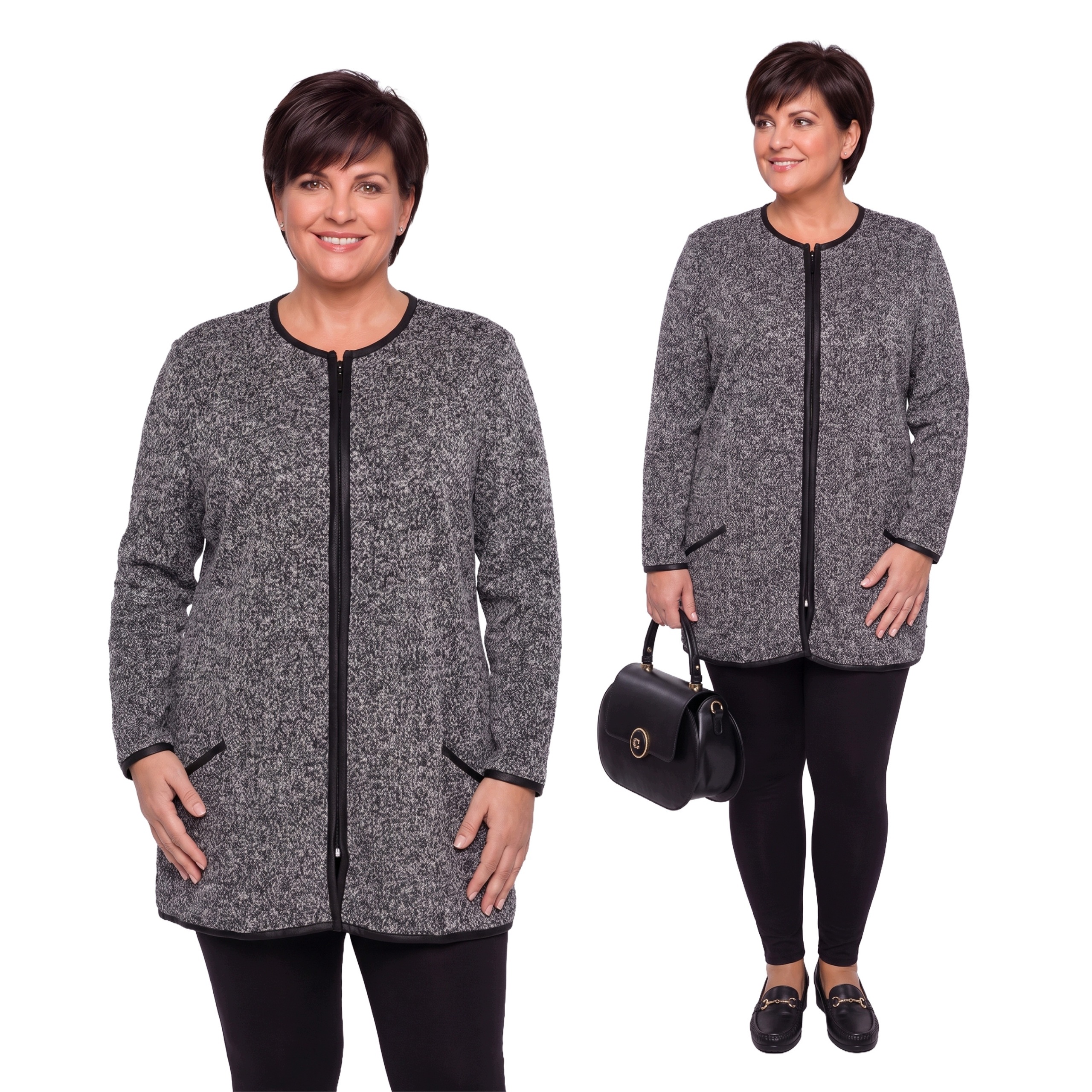 Černobílý svetr plus size velikost 54