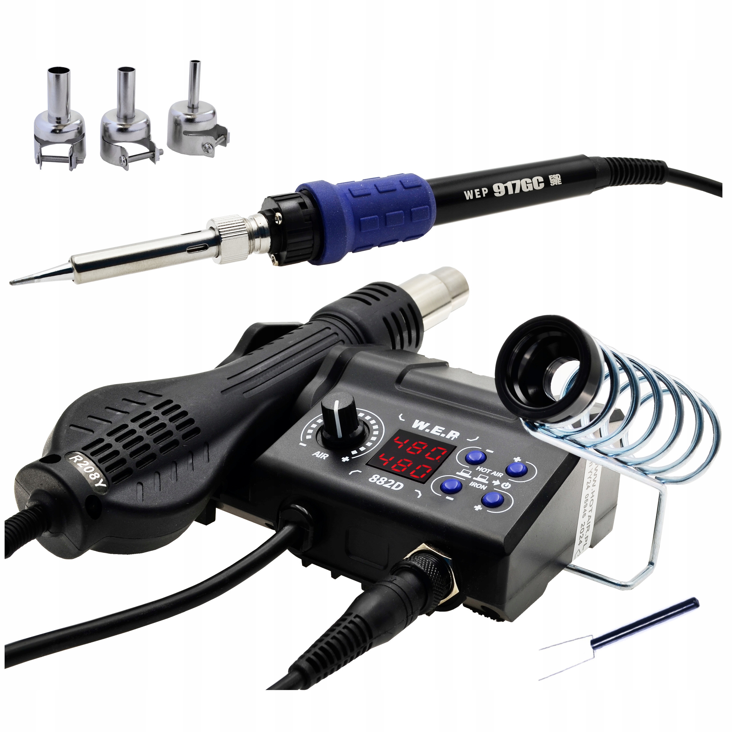 Stacja lutownicza lutownica 2w1 Hotair Wep 882D Led mała precyzyjna do Smd