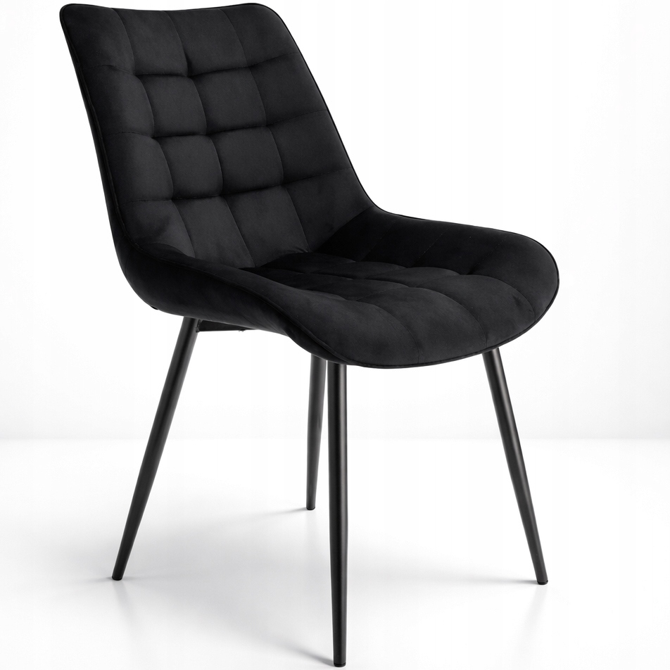 Krzesło Welurowe Tapicerowane Profilowane wys. 86cm Czarne Wysokie K019C