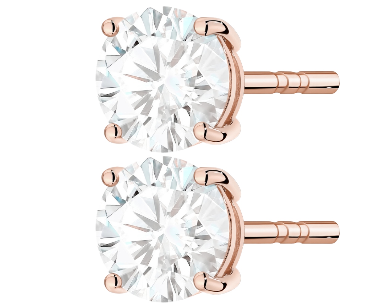 Růžové Zlato Náušnice S Brilianty Na Tyči Zlato 1,40 Ct 585 Dárek