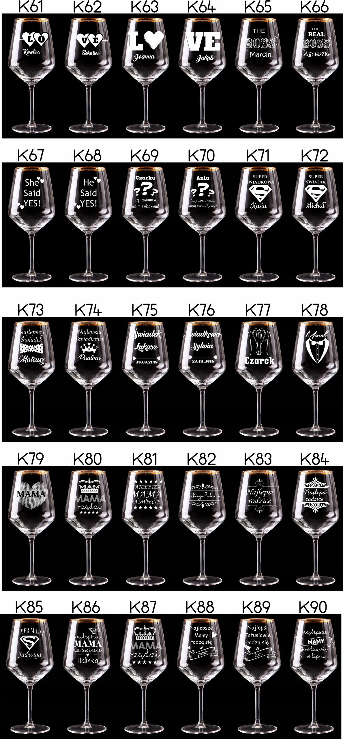 Kieliszki XXL 530 ml do wina z grawerem PREZENT ŚLUB URODZINY ROCZNICA Pojemność 530 ml