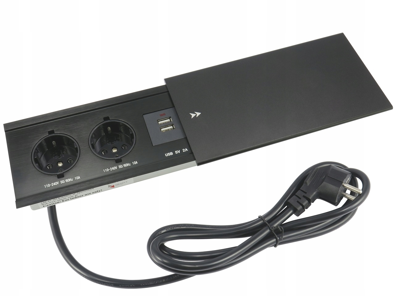 Zapuštěná Zásuvka Zabudovaná Do Pracovní Desky Černá 2x250V 2xUSB IP20