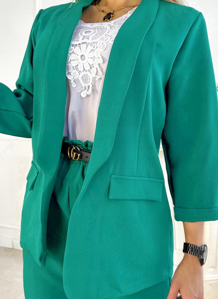 Idealny zjawiskowy stylowy GARNITUR tu MARYNARKA żakiet od kompletu Odcień wiosenna zieleń