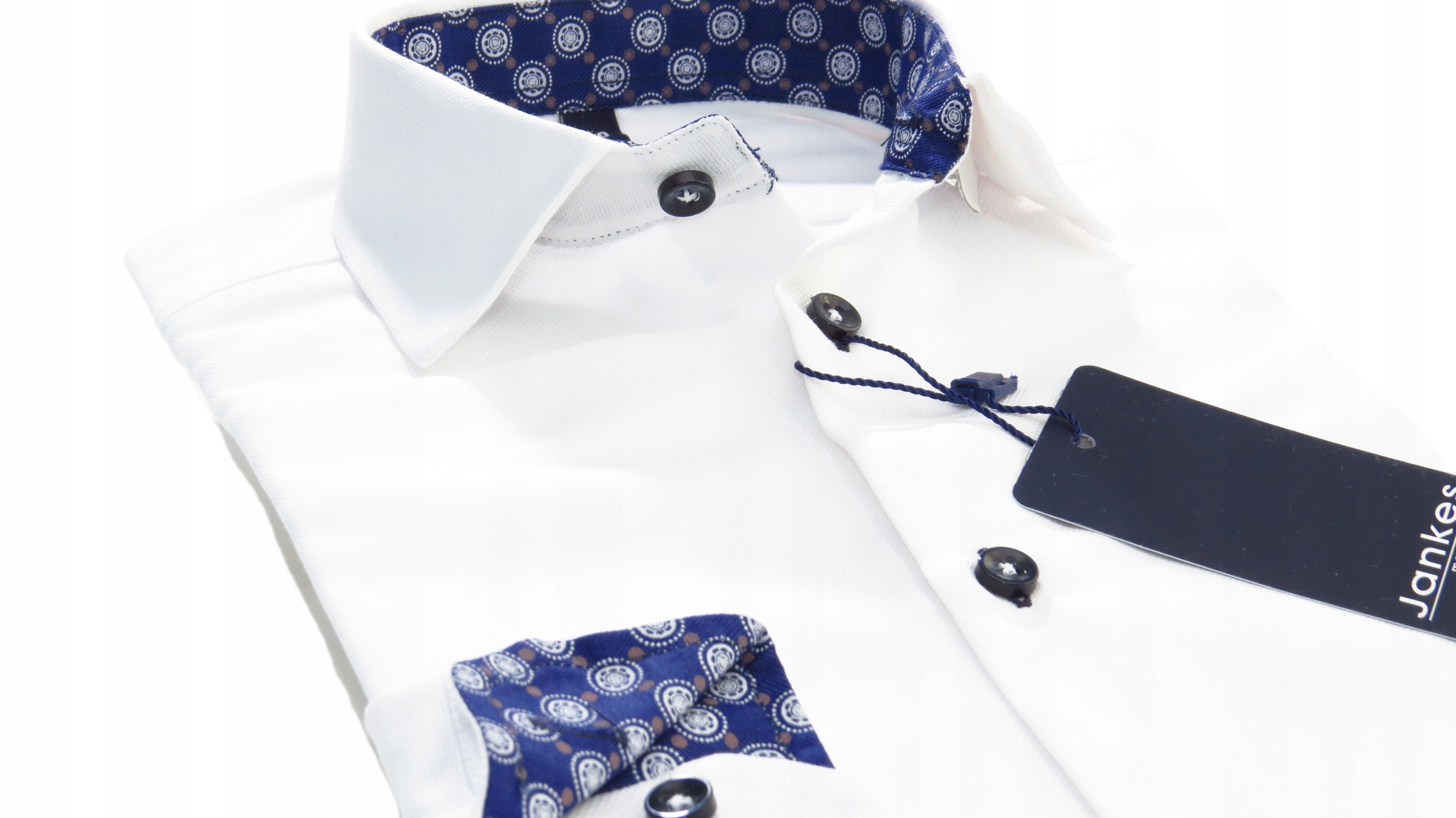 JANKES Koszula Elegancka Biała GRANAT/5 Oxford 134 Marka Inna marka