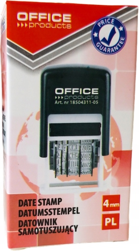DATOWNIK SAMOTUSZUJĄCY PIECZĄTKA PL OFFICE PRODUCTS 4mm CZARNY TUSZ Marka Office Products
