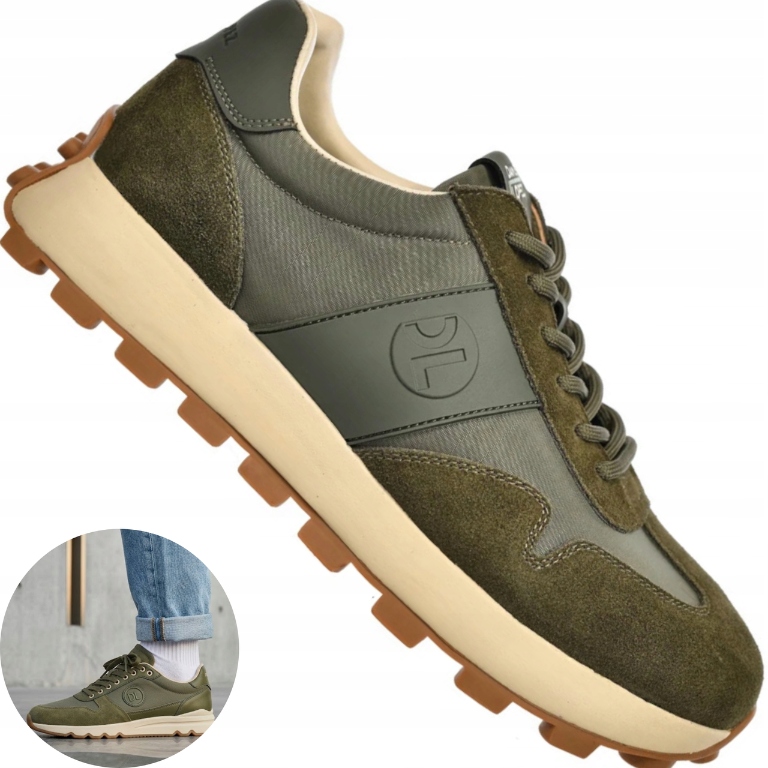 Pánské boty Daniel Lopez TT1D4033 zelené kožené ležérní tenisky khaki