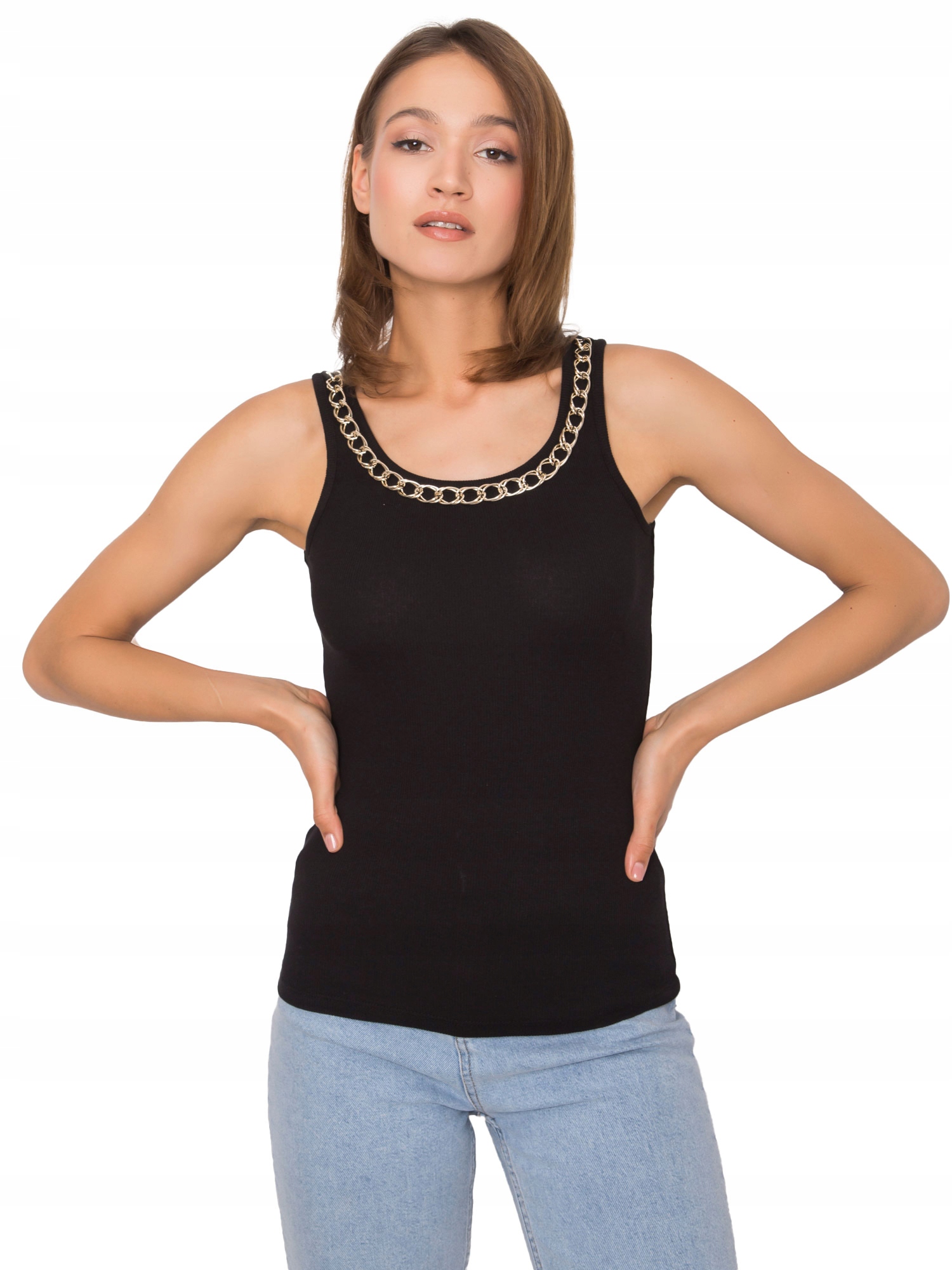 

Stylowy Top damski z łańcuszkiem Koszulka - S