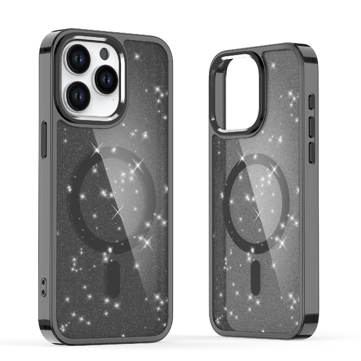 Etui Glitter Case MagSafe na iPhone 16 Pro Max czarne z brokatem Hurtel