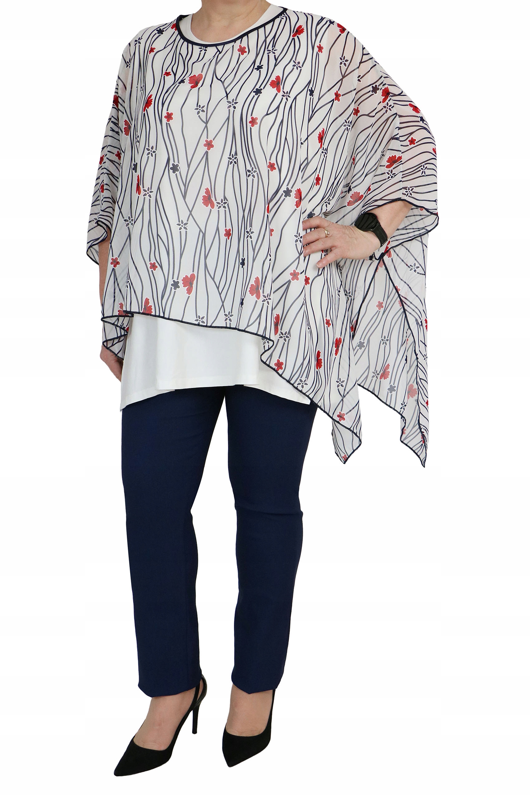 

tunika Wdzianko narzutka ponczo zwiewny szyfon