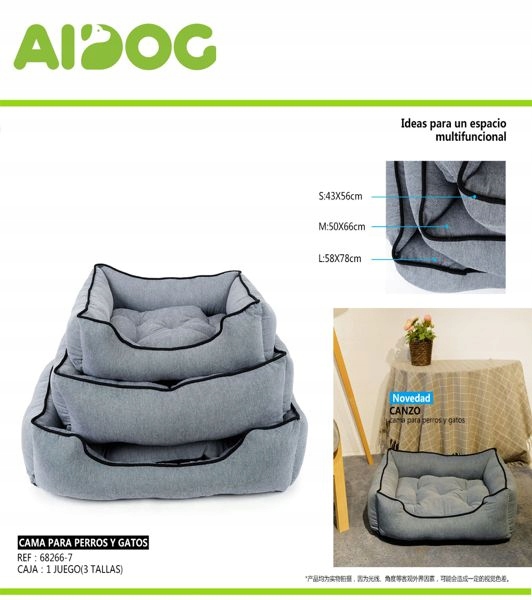 Levně Třídílná sada pelíšků pro psy – šedý materiál