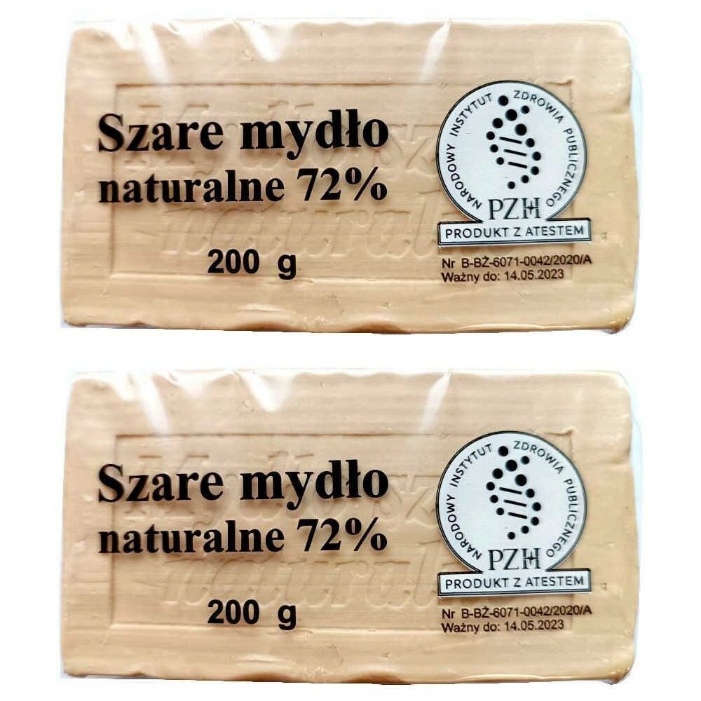 

2x Mydło Szare Naturalne Sodowe 72% 200g Atest Pzh