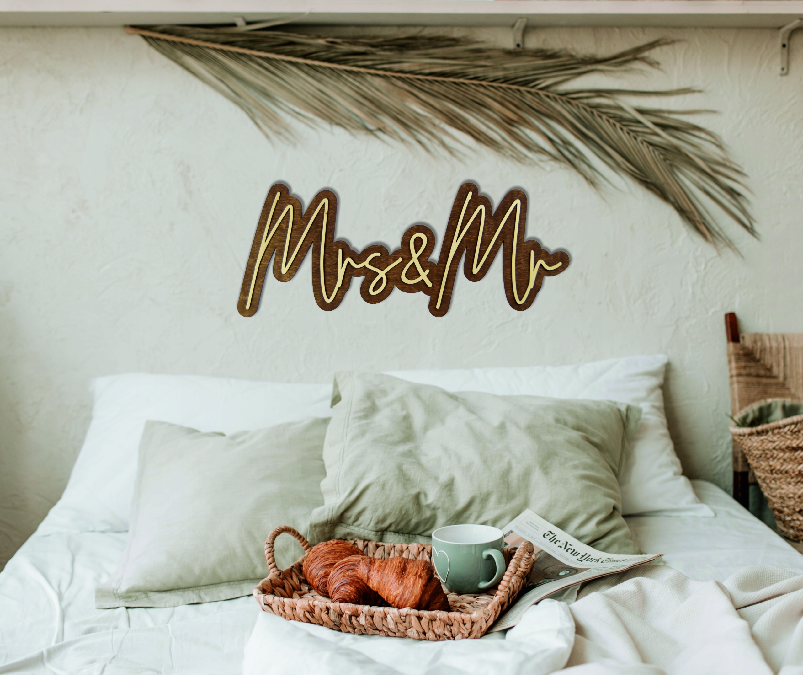 Napis drewniany 3D Mrs Mr boho ślub wesele S Wysokość produktu 25 cm