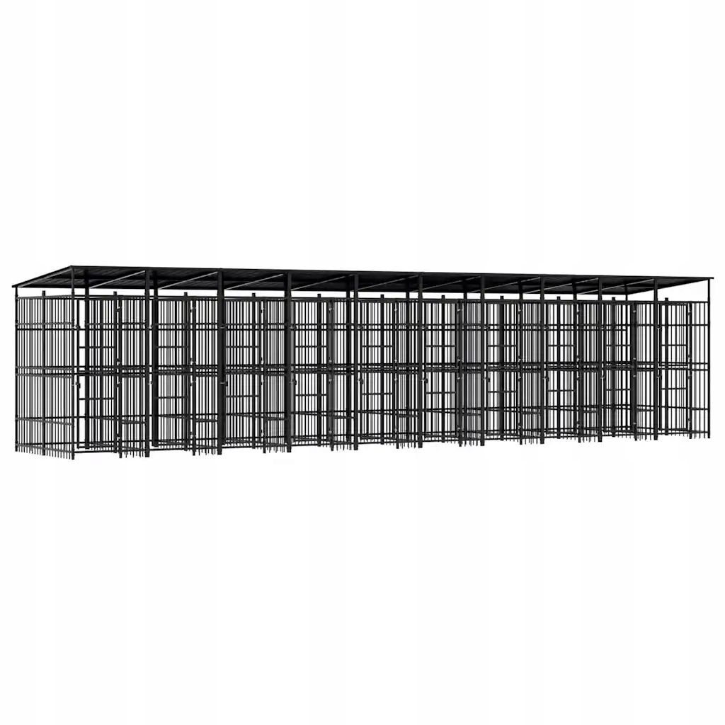 Levně Kotec pro psa s dveřmi, černá, ocel, 967x200x228 cm