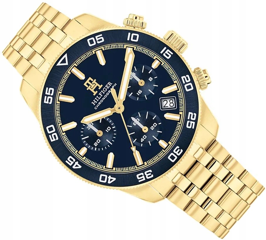 Pánské Hodinky Tommy Hilfiger 1792158 Módní Chrono Modro-zlaté S Datem