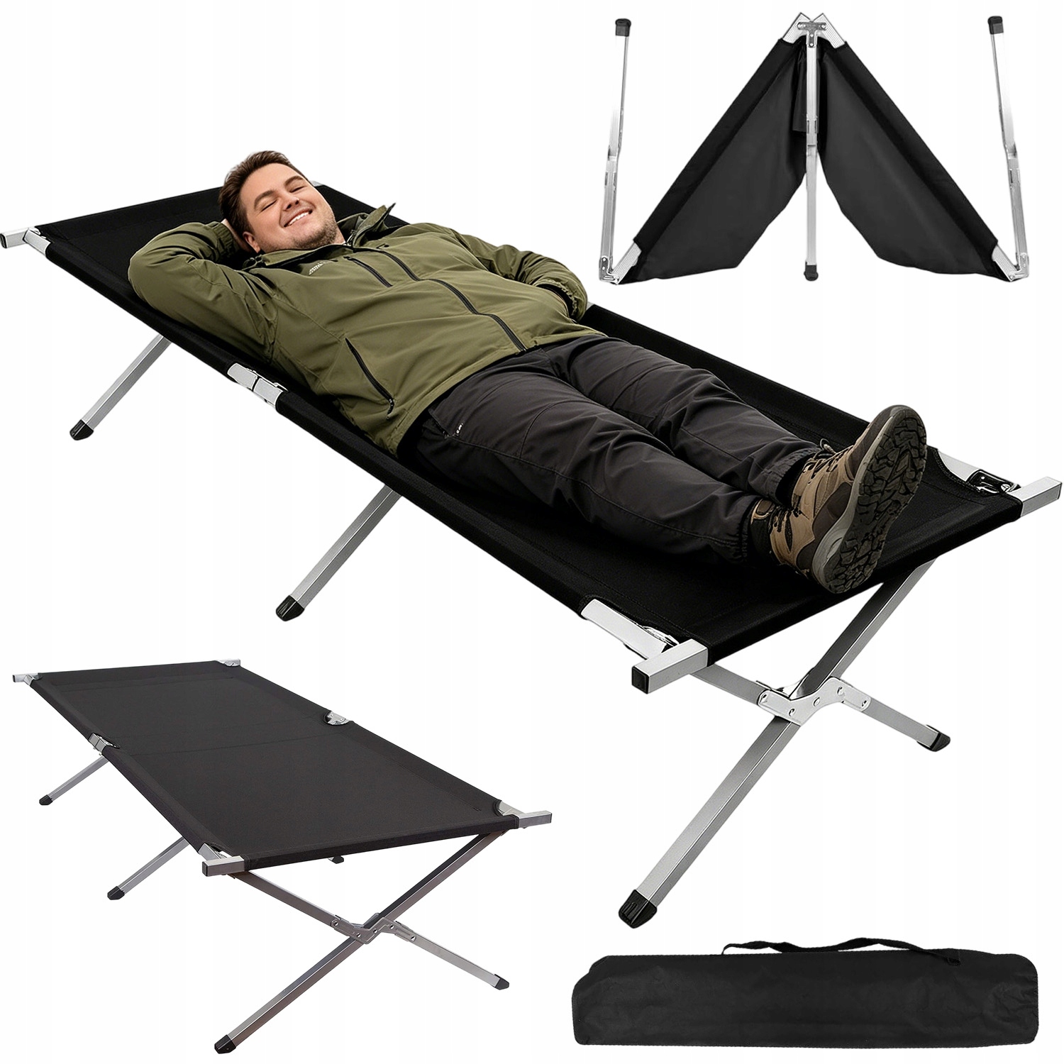 Turistická Skládací Postel Polní Lehátko Kanadské Lehátko 189X70 CM Do 130 Kg