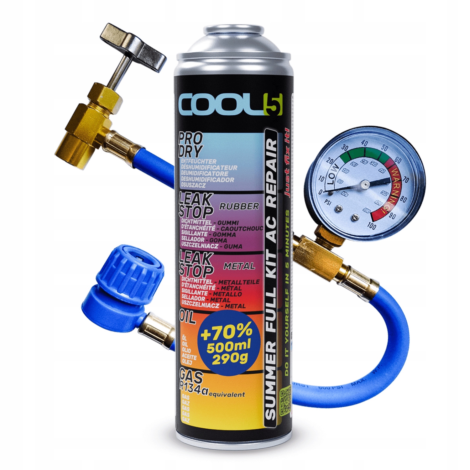 Czynnik do klimatyzacji 5w1 + przewód do nabicia Cool5 zamiennik R134a