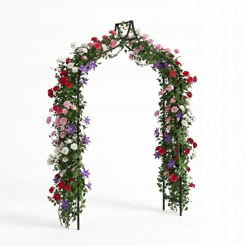 Zahradní Pergola Kovová Pro Rostliny Zahradní Oblouk 240X150 CM Přírodní Černá