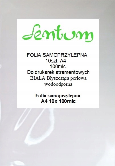 Folia do drukarki atrament. sam biała BŁYSK 10x A4