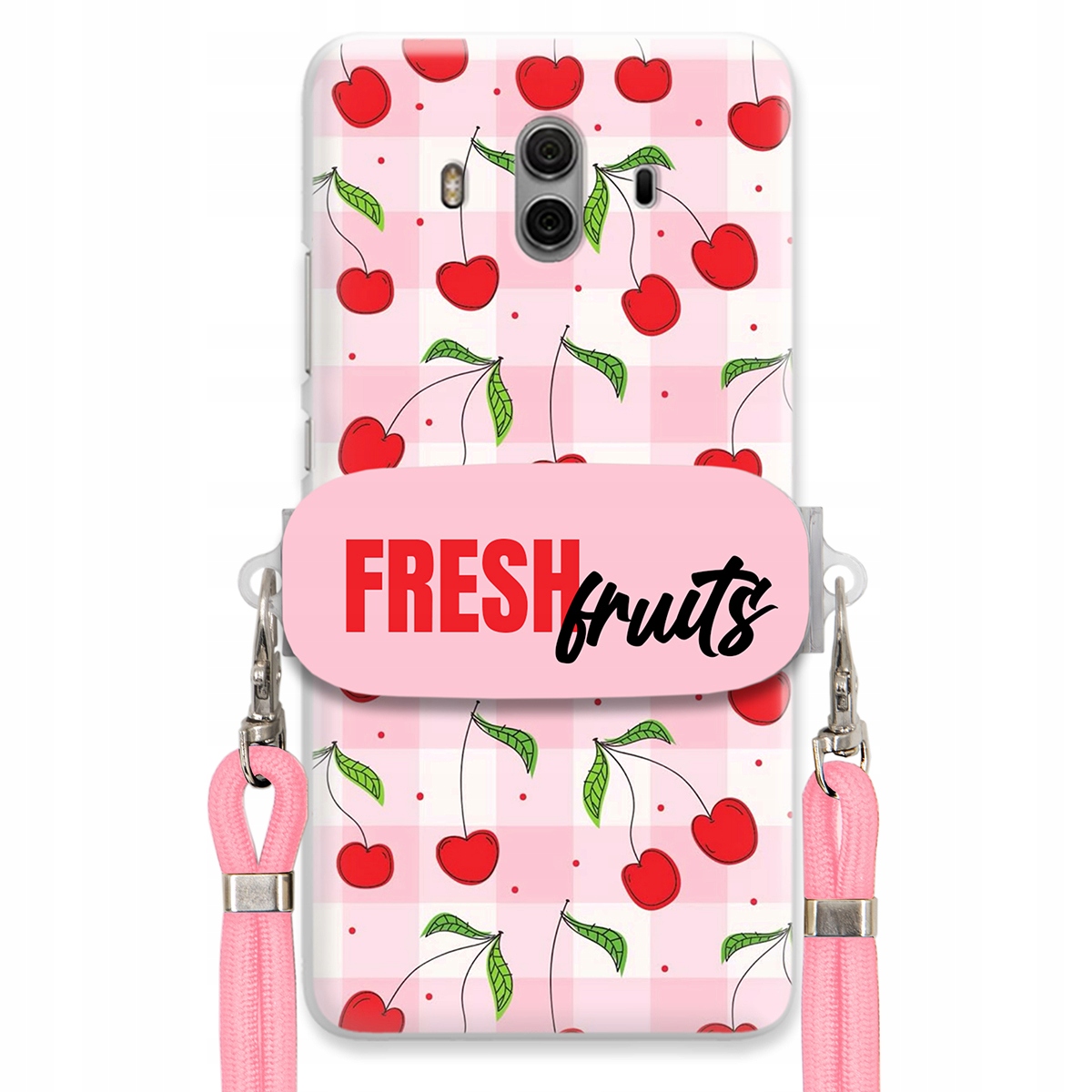 Pouzdro pro Huawei Mate 10 Case Držák Šňůrka Růžová Fresh Fruits Mřížka