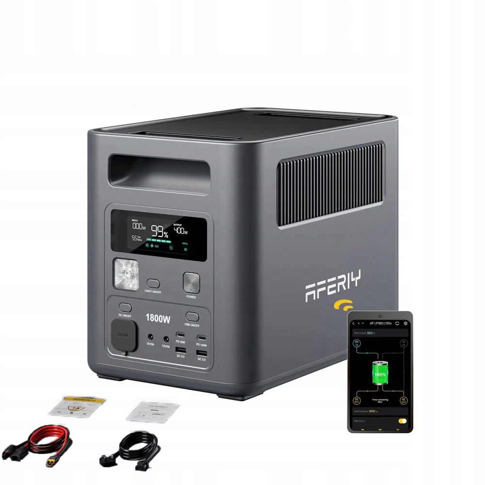 Aferiy Nomad1800 Przenośna Stacja Zasilania 1800W 1024Wh LiFePO4 11.6kg App