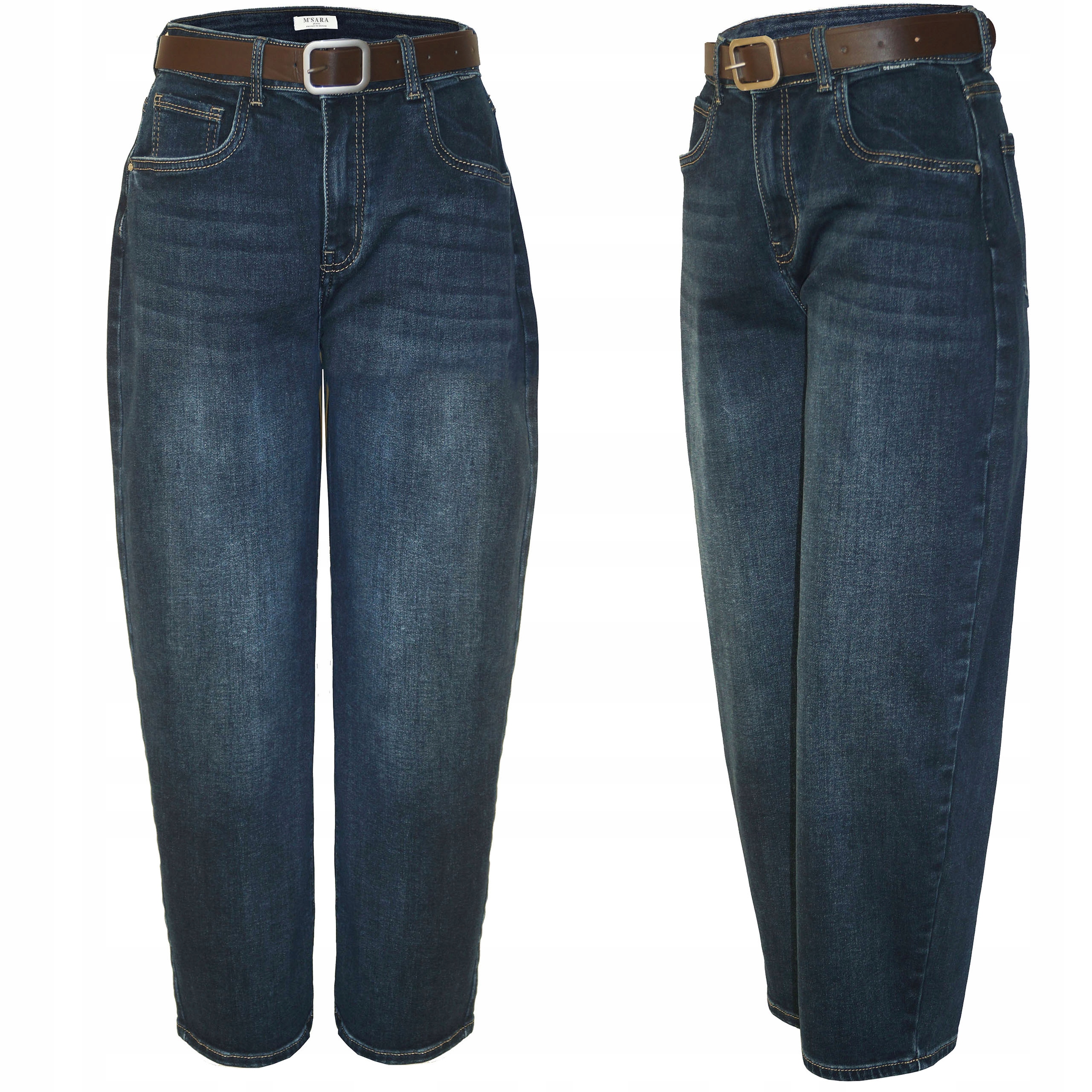 M.Sara Spodnie Damskie Jeansy Balloon Luźne Wysoki Stan 2XL 44